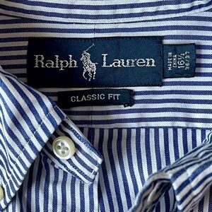 Ralph Lauren Blue Classic Fit Button Down Shirt 16 1/2